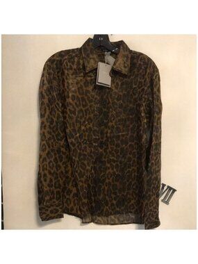 Tom Ford Leopard-Print Silk Shirt Size 40 New
